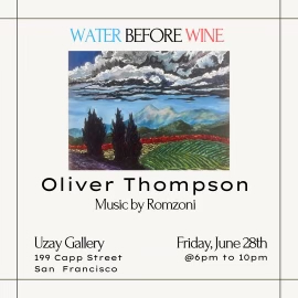 Flier with an illustration of of vinyards with information for the show.